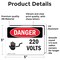 Signmission 220 Volts Danger Sign, Vinyl Decal, 5in W x 3.5in L, 2PK OS-2PACK-DS-D-35-L-1008 - alternate 3
